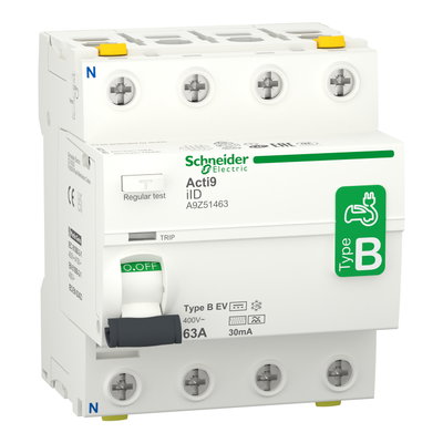 Acti9 iID - Residual Current Circuit Breaker - 4P - 63A - 30mA - B EV type
