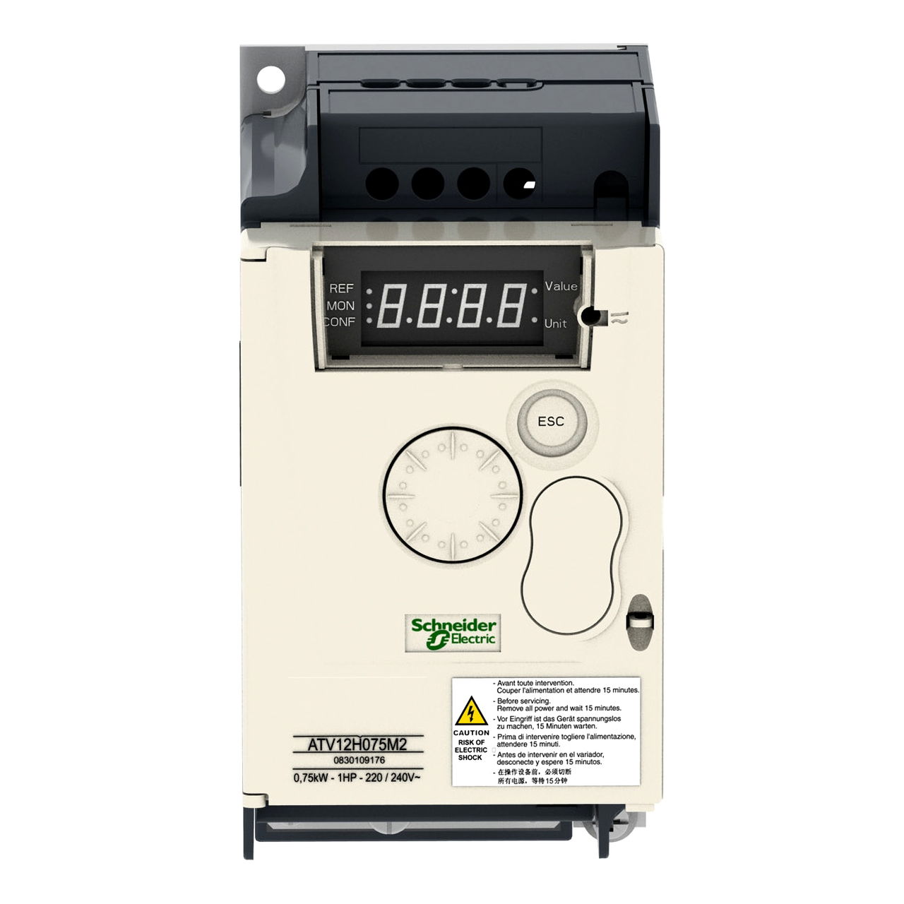 Variable speed drive ATV12 - 0.75kW - 1hp - 200..240V - 1ph - with heat sink – Image 2 of 4
