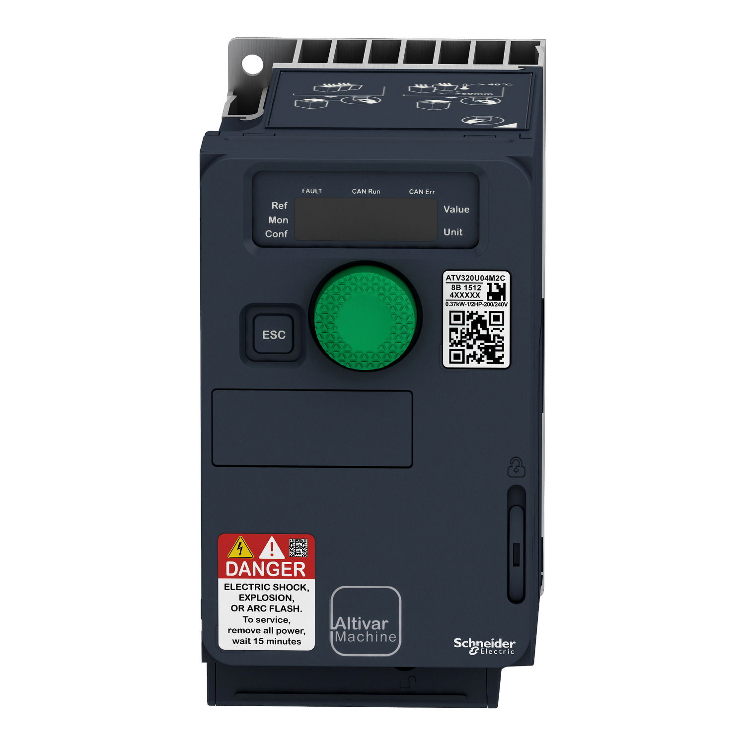 Variable speed drive, ATV320, 0.37 kW, 200…240 V, 1 phase, compact – Image 4 of 9