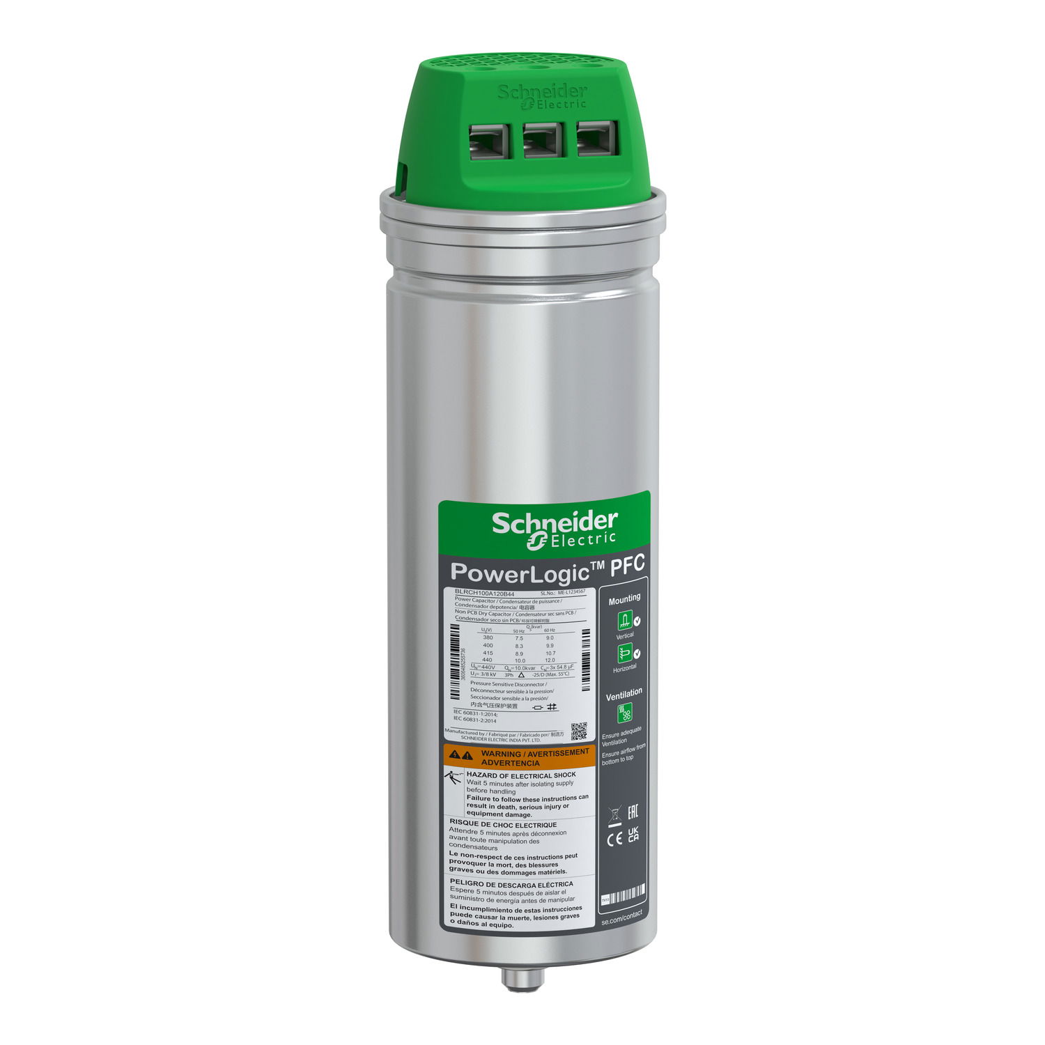 VarPlus Can HDuty Capacitor - 10/12 kvar - 440 V - 50/60Hz
