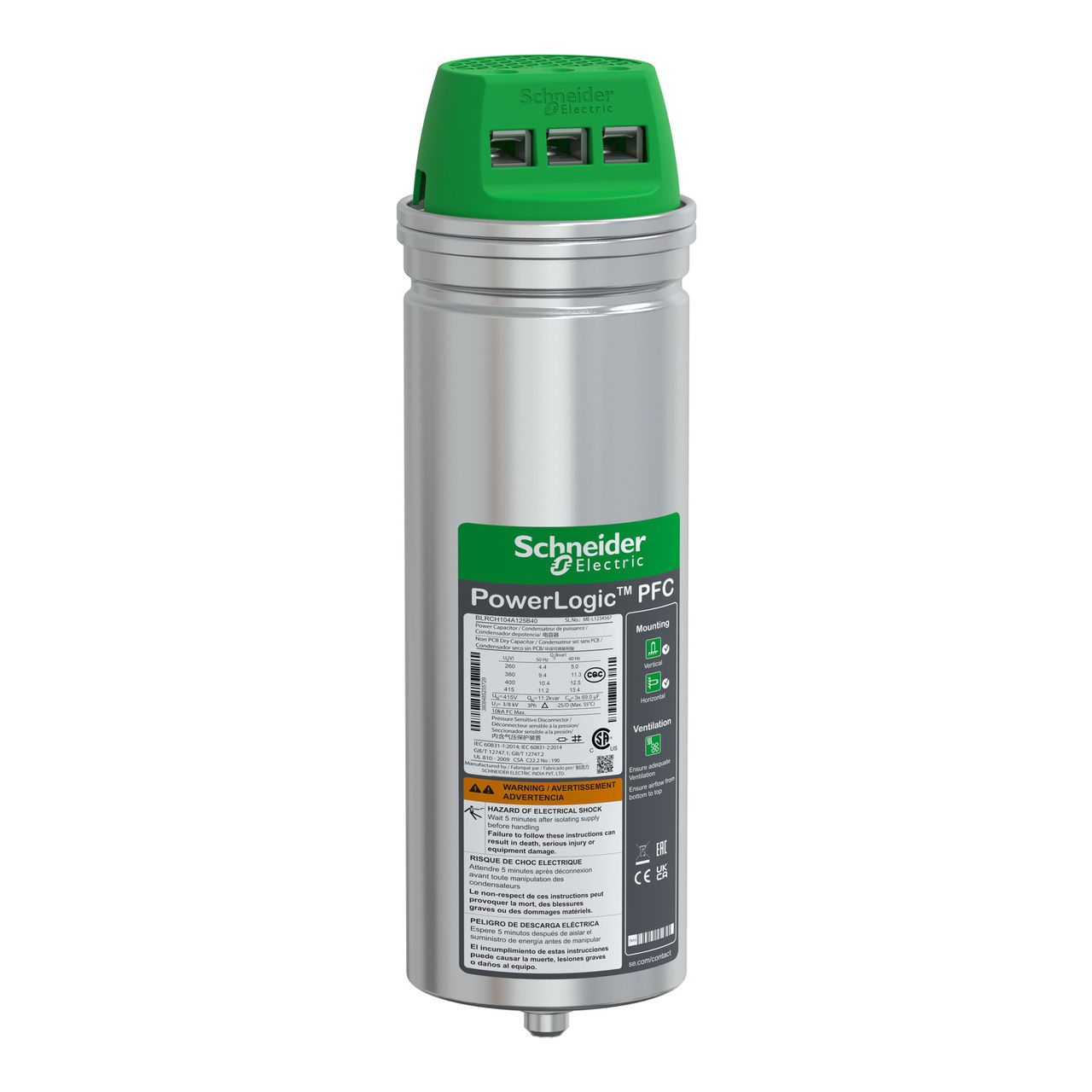 VarPlus Can HDuty Capacitor - 10.4/12.5 kvar - 400 V - 50/60Hz