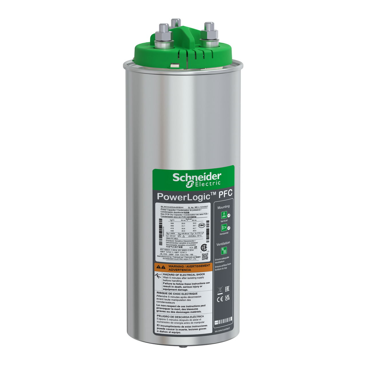 VarPlus Can HDuty Capacitor - 40/48 kvar - 440 V - 50/60Hz