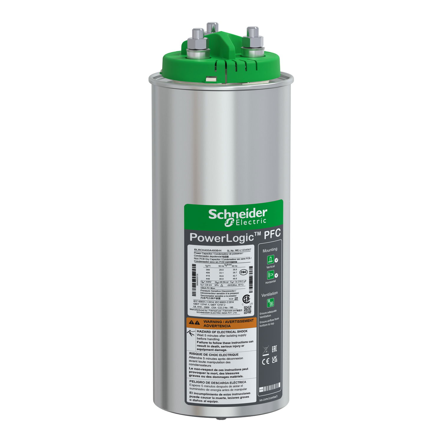 VarPlus Can HDuty Capacitor - 40/48 kvar - 440 V - 50/60Hz