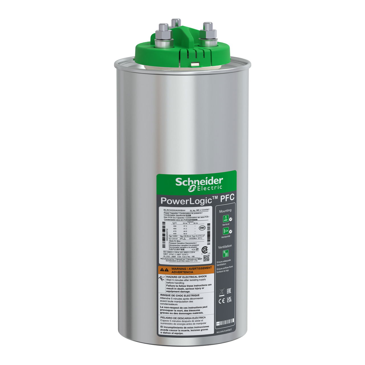 VarPlus Can HDuty Capacitor - 50/0 kvar - 440 V - 50/60Hz
