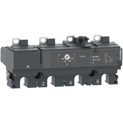 Trip unit TM125D for ComPacT NSX 160/250 circuit breakers, thermal magnetic, rating 125 A, 4 poles 3d
