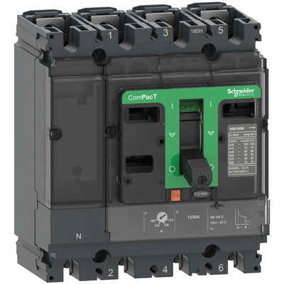 Circuit breaker ComPacT NSX100HB2, 100 kA at 690 VAC, TMD trip unit 80 A, 4 poles 4d
