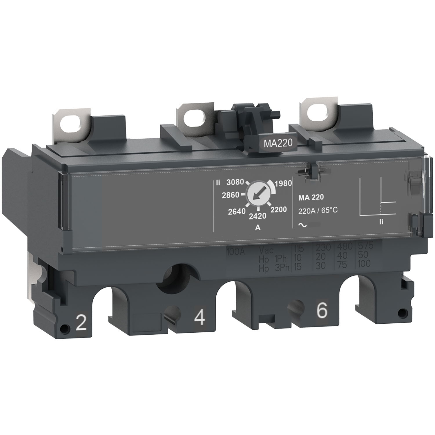 Trip unit MA100 for ComPacT NSX 100/160/250 circuit breakers, magnetic, rating 100 A, 3 poles 3d