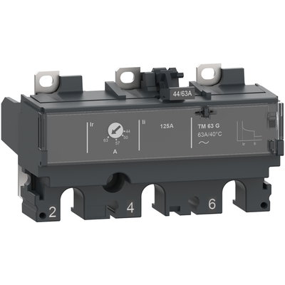 Trip unit TM63G for ComPacT NSX 100/160/250 circuit breakers, thermal magnetic, rating 63 A, 3 poles 3d