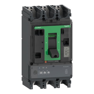 Circuit breaker ComPacT NSX630HB1, 75 kA at 690 VAC, MicroLogic 2.3 M trip unit 500 A, 3 poles 3d