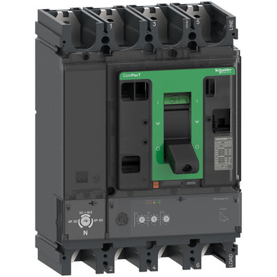 Circuit breaker ComPacT NSX400HB1, 75 kA at 690 VAC, MicroLogic 2.3 trip unit 400 A, 4 poles 4d
