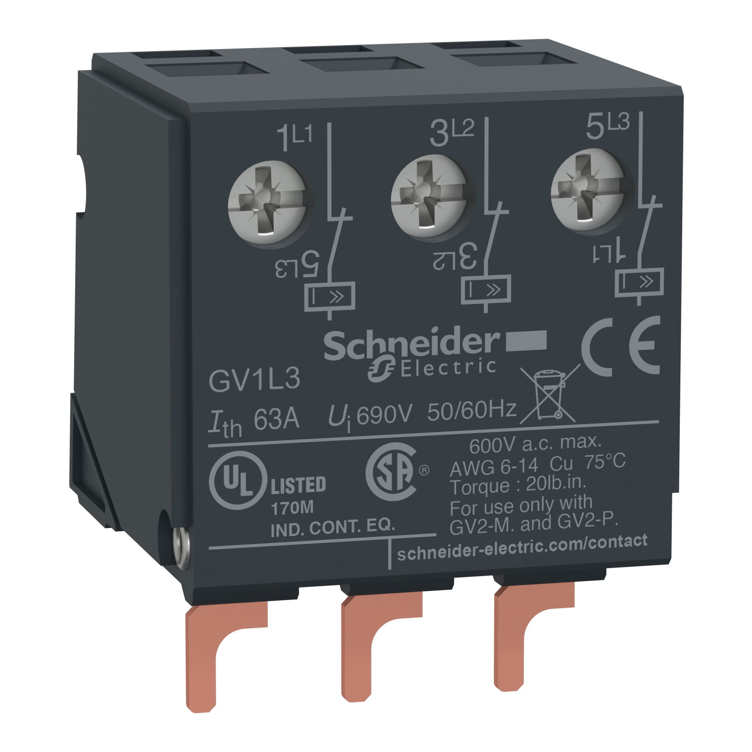Current limiter module, TeSys GV2, on device mounting