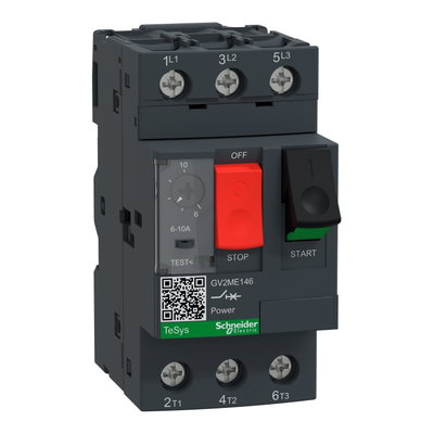 Motor circuit breaker, TeSys GV2, 3P, 6-10 A, thermal magnetic, lugs terminals