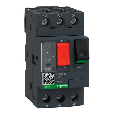 Motor circuit breaker, TeSys GV2, 3P, 9-14 A, thermal magnetic, screw clamp terminals, TQ 24 units