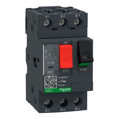 Motor circuit breaker, TeSys GV2, 3P, 17-23 A, thermal magnetic, screw clamp terminals