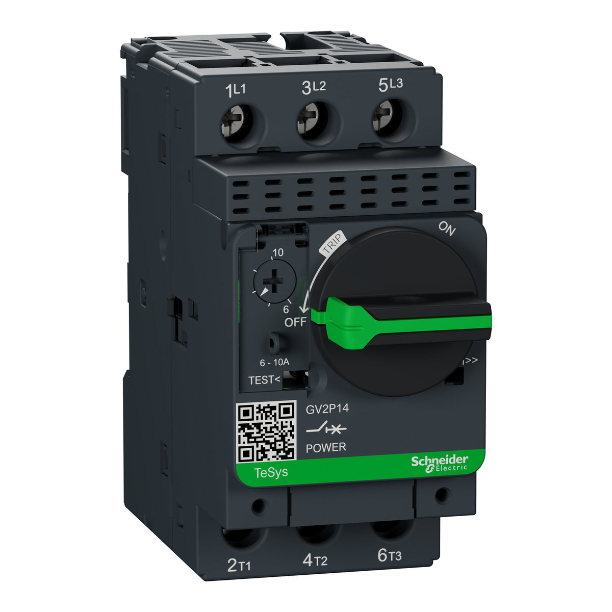 Motor circuit breaker, TeSys GV2, 3P, 6-10 A, thermal magnetic, screw clamp terminals