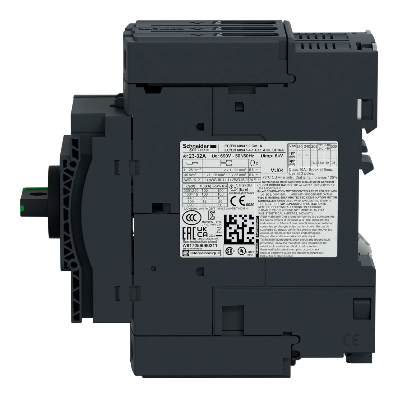 Motor circuit breaker, TeSys GV3, 3P, 23-32 A, thermal magnetic, EverLink terminals – Image 5 of 6