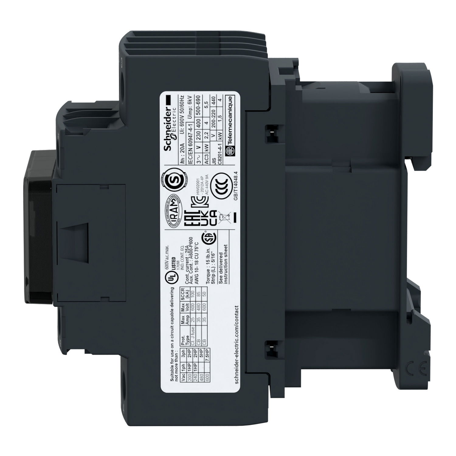 TeSys D contactor - 4P(2 NO + 2 NC) - AC-1 - <= 440 V 20 A - 230 V AC coil – Image 5 of 6