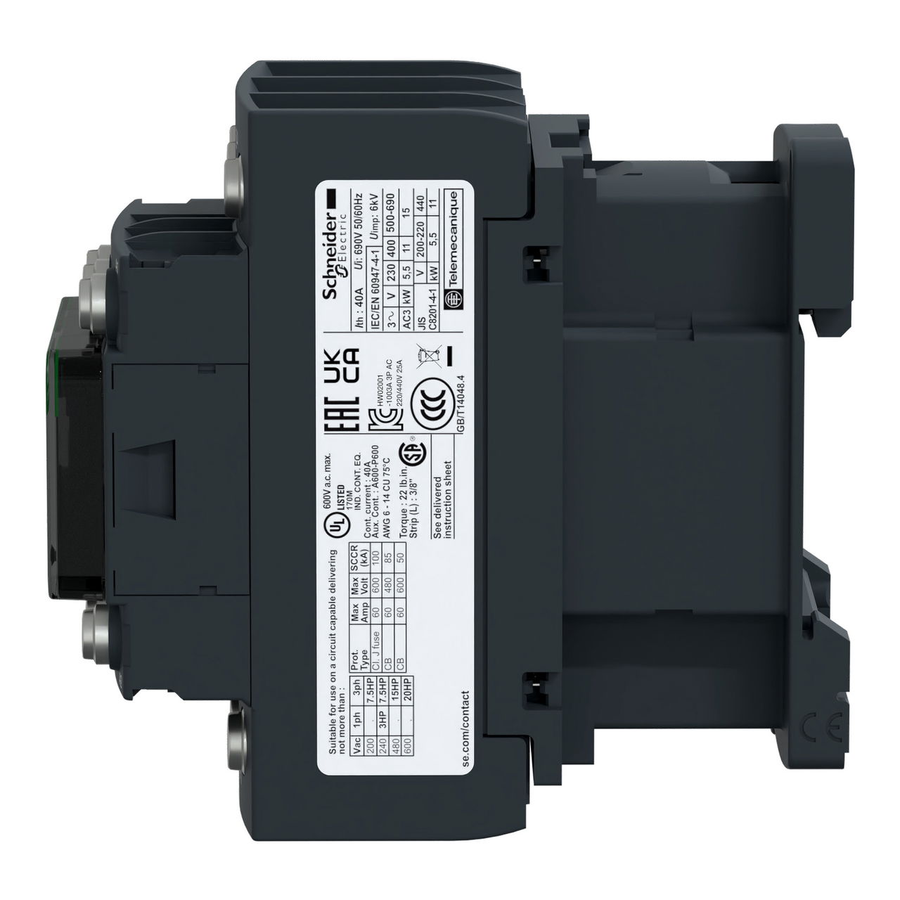 TeSys D contactor - 3P(3 NO) - AC-3 - <= 440 V 25 A - 24 V DC coil – Image 4 of 5