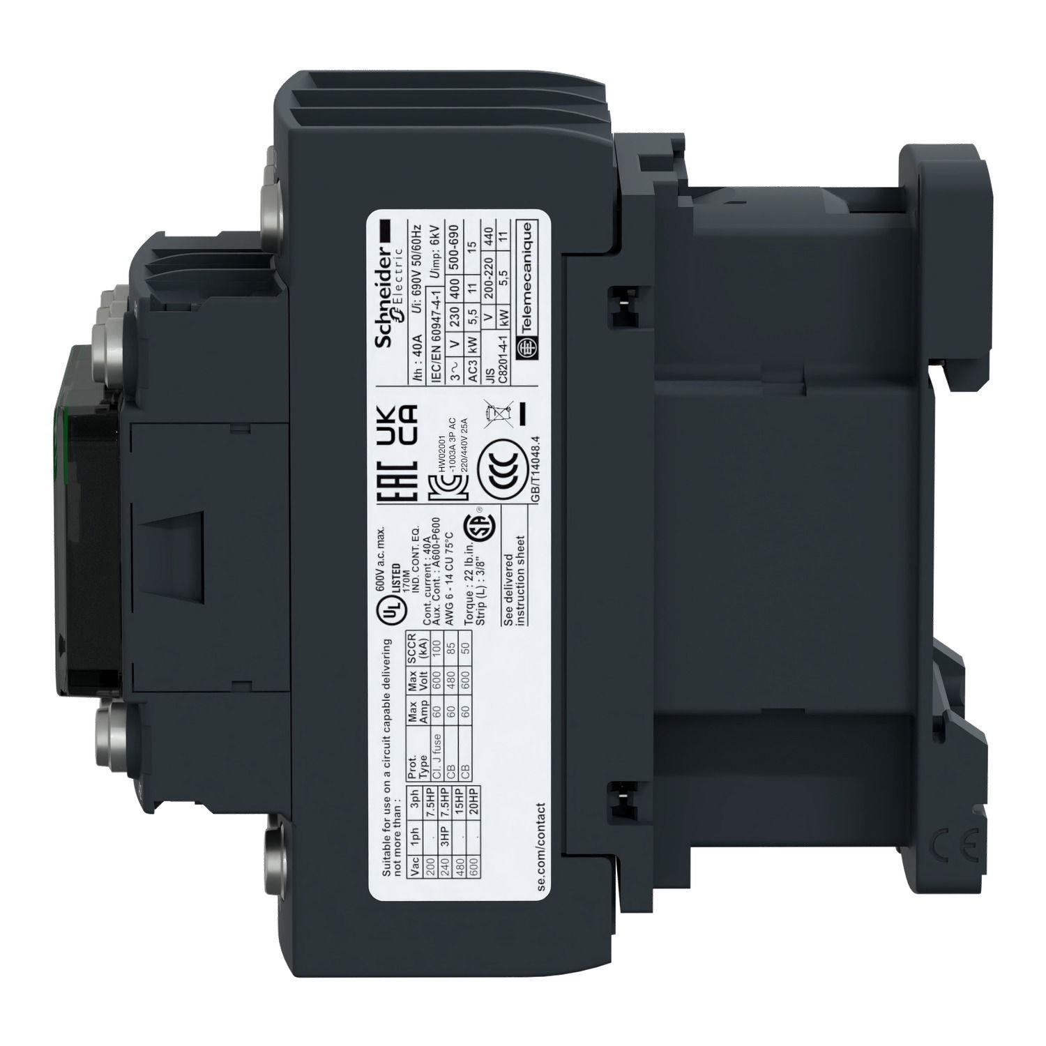 TeSys D contactor - 3P(3 NO) - AC-3 - <= 440 V 25 A - 24 V DC coil – Image 4 of 5