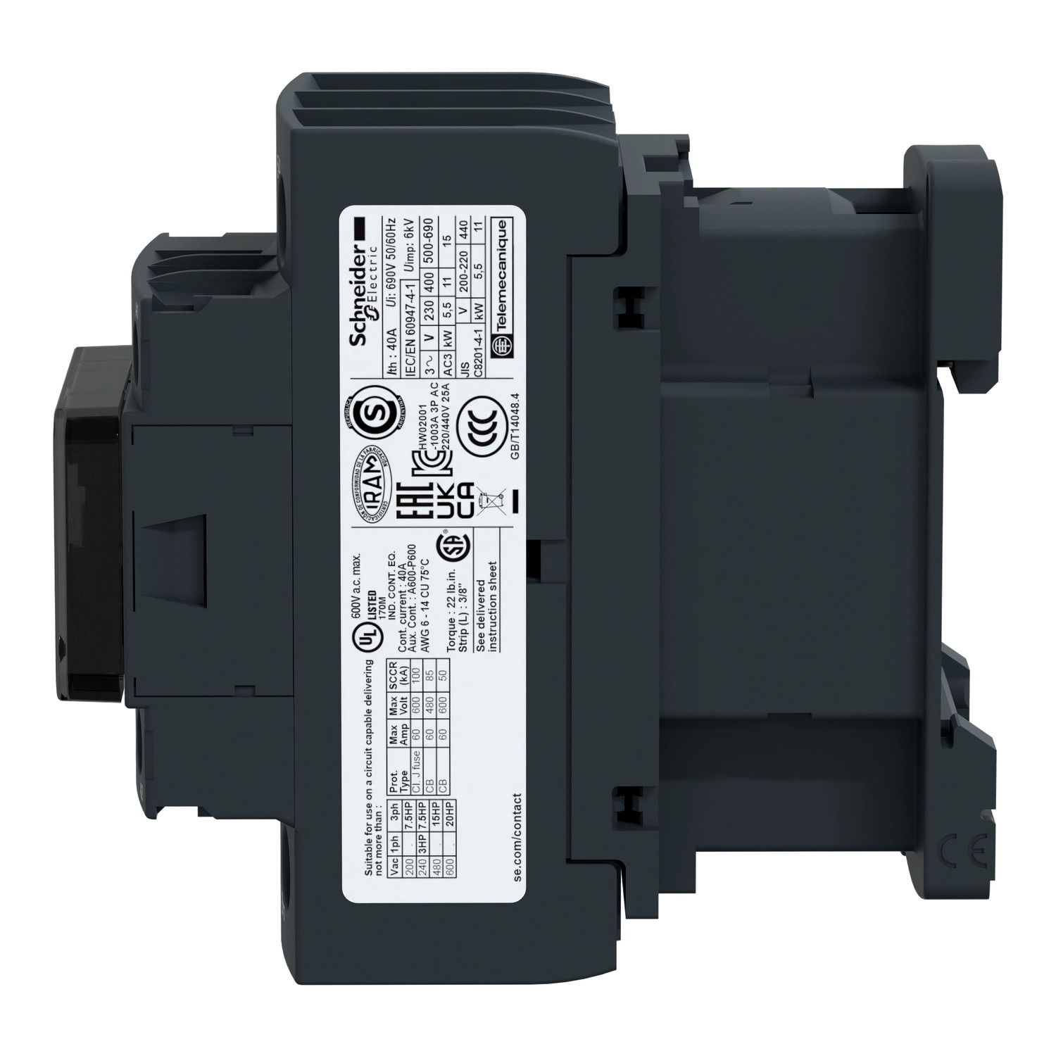 TeSys D contactor - 3P(3 NO) - AC-3 - <= 440 V 32 A - 110 V DC coil – Image 4 of 5