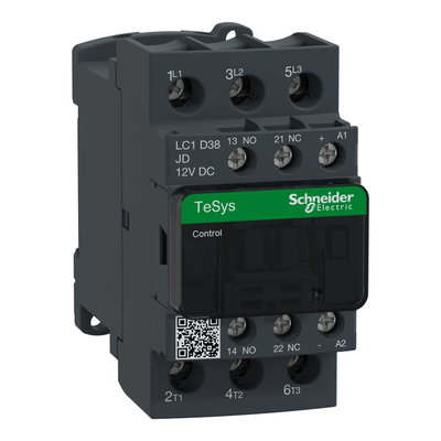 TeSys D contactor - 3P(3 NO) - AC-3 - <= 440 V 38 A - 12 V DC standard coil