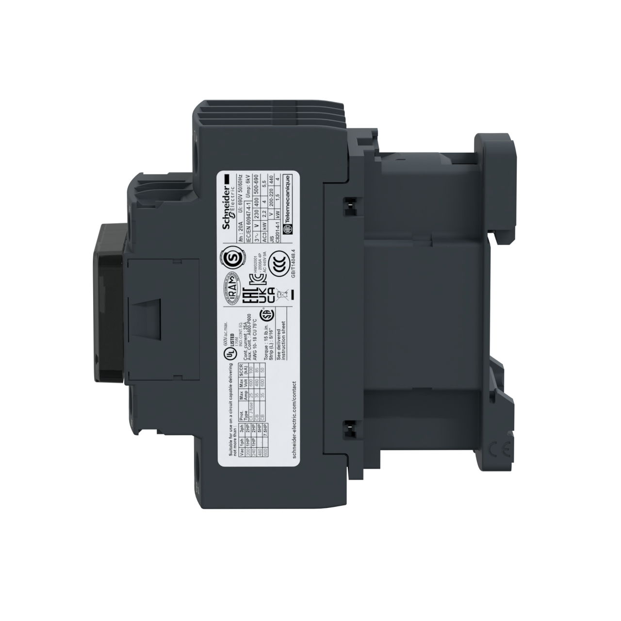 TeSys D contactor - 4P(4 NO) - AC-1 - <= 440 V 20 A - 125 V DC standard coil – Image 4 of 5