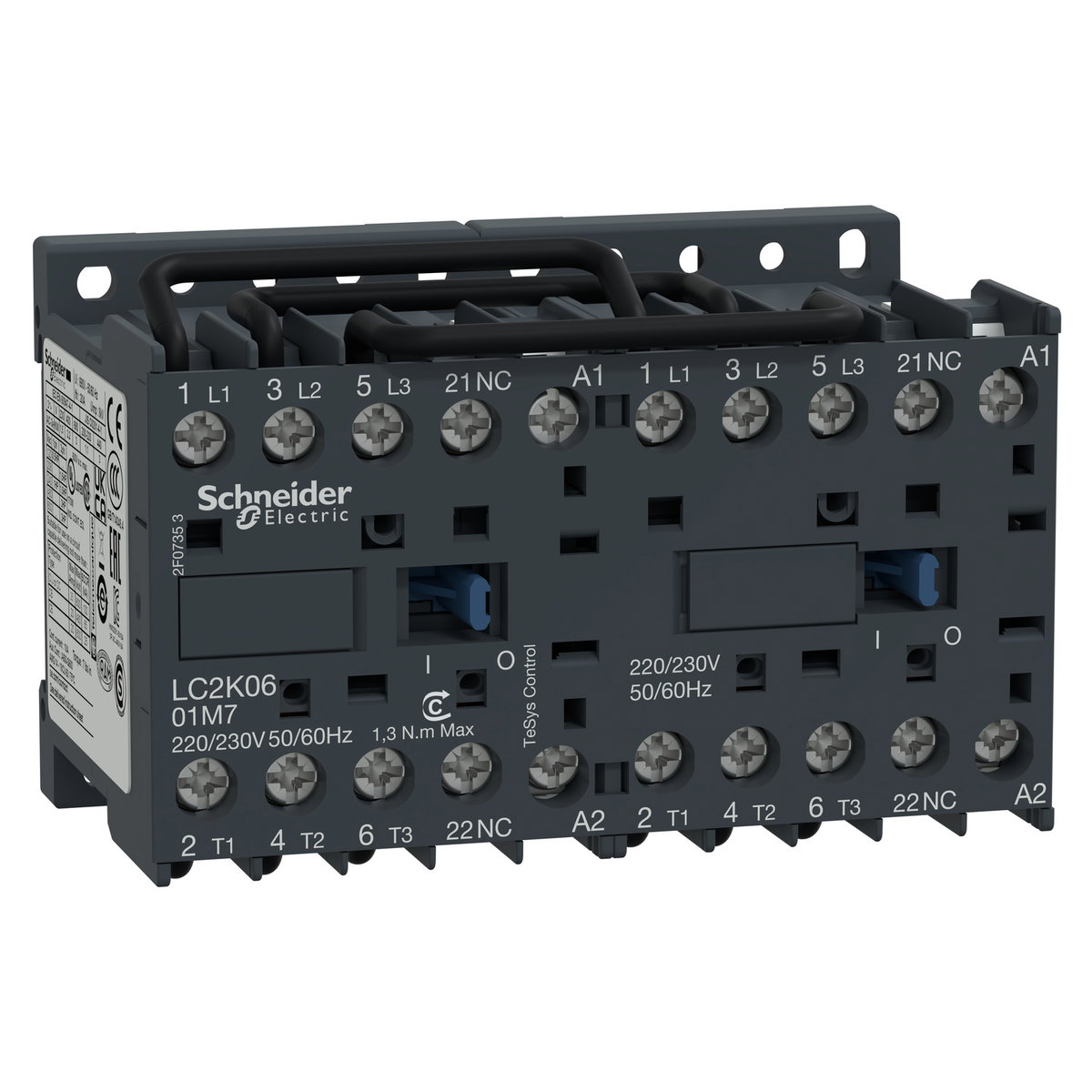TeSys K reversing contactor - 3P - AC-3 <= 440 V 9 A - 1 NC - 230...240 VAC coil