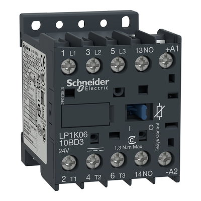 TeSys K contactor - 3P - AC-3 <= 440 V 9 A - 1 NO aux. - 24 V DC coil