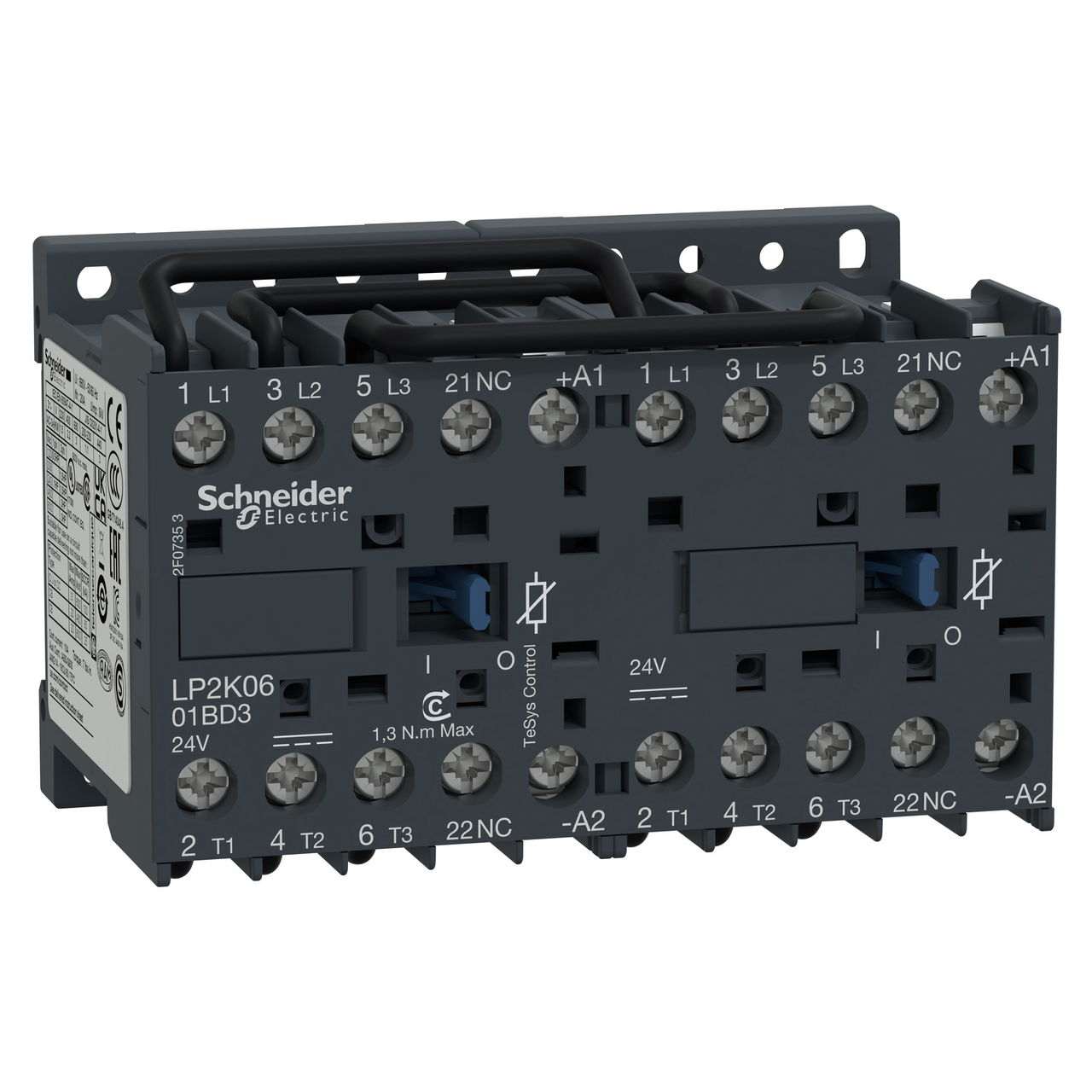 TeSys K reversing contactor - 3P - AC-3 <= 440 V 12 A - 1 NC - 24 V DC coil
