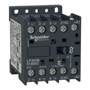 TeSys K contactor - 3P - AC-3 <= 440 V 6 A - 1 NC aux. - 24 V DC coil