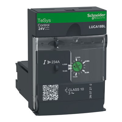 Standard control unit, TeSys U, 4.5-18A, 3P motors, thermal magnetic protection, class 10, coil 24V DC