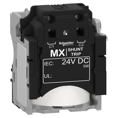MX shunt release, ComPacT NSX, rated voltage 24 VDC, screwless spring terminal connections
