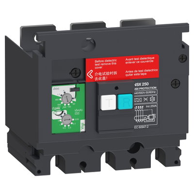 Earth-leakage VigiPacT add-on protection module, ComPacT NSX 250, 440VAC to 550VAC, 30mA to 30A, 3 poles