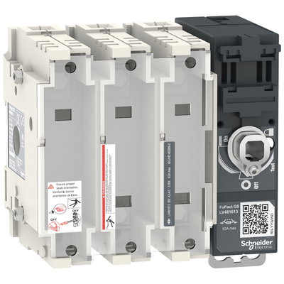 Switch disconnector fuse, FuPacT GSB63, 63 A, 3 poles, fuse type BS A2/A3, front and right side control