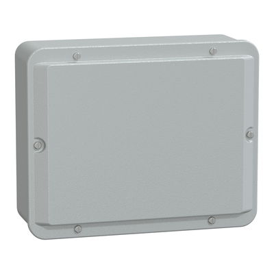 Metal industrial box - low plain cover - H256xW206xD93 - IP55 - grey RAL 7035