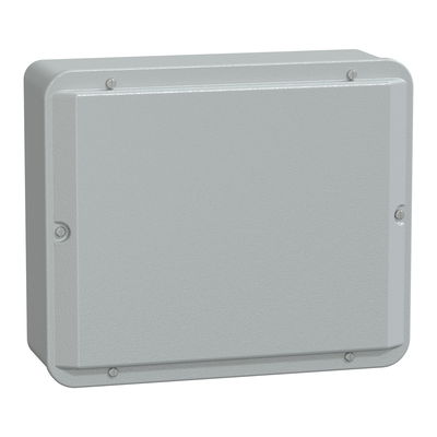 Metal industrial box - low plain cover - H307xW257xD116 - IP55 - grey RAL 7035