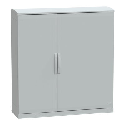 Floor standing encl.polyester vers.PLAZT w/open plinth+canopy 1250x1250x420 IP44