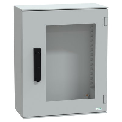 Wall-mounting encl. polyester monobloc IP66 530x430x200mm 3p.lock glazed door