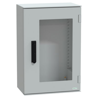 Wall-mounting encl. polyester monobloc IP66 647x436x250mm 3p.lock glazed door