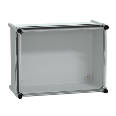 PLS box, polyester rear, transparent PC cover IP65 27x36x18cm