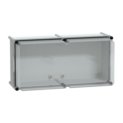 PLS box, polyester rear, transparent PC cover IP65 27x54x23cm