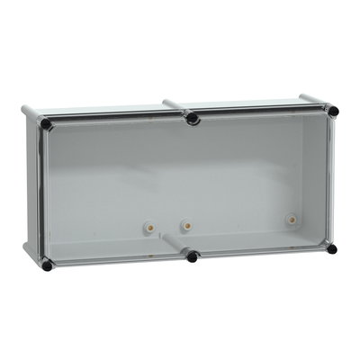 PLS box, polyester rear, transparent PC cover IP65 27x54x18cm