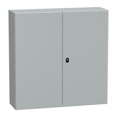"Wall mounted steel enclosure, PanelSeT S3D, double plain door, with mounting plate, 1000x1000x300mm, IP55, IK10"