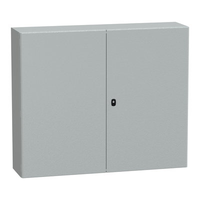 "Wall mounted steel enclosure, PanelSeT S3D, double plain door, with mounting plate, 1000x1200x300mm, IP55, IK10"