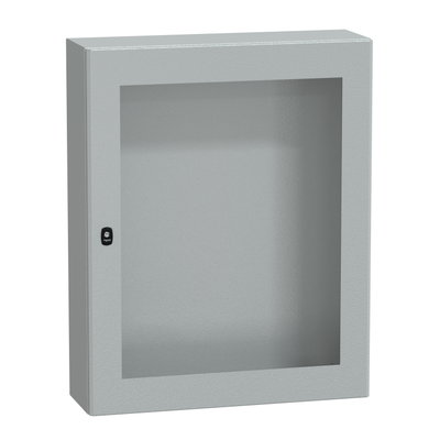 "Wall mounted steel enclosure, PanelSeT S3D, transparent door, without mounting plate, 1000x800x250mm, IP66, IK08"