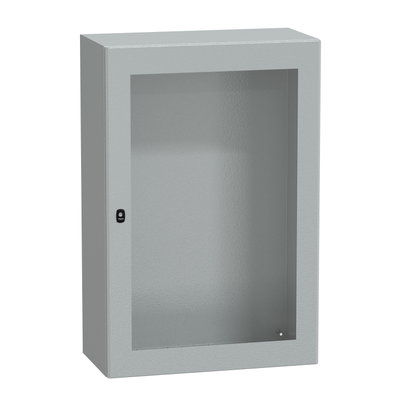 "Wall mounted steel enclosure, PanelSeT S3D, transparent door, without mounting plate, 1200x800x400mm, IP66, IK08"