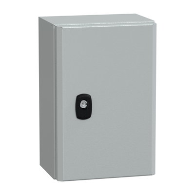 "Wall mounted steel enclosure, PanelSeT S3D, plain door, without mounting plate, 300x200x150mm, IP66, IK10"