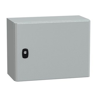 "Wall mounted steel enclosure, PanelSeT S3D, plain door, with mounting plate, 300x400x200mm, IP66, IK10"