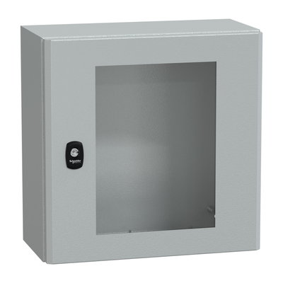 "Wall mounted steel enclosure, PanelSeT S3D, transparent door, without mounting plate, 400x400x200mm, IP66, IK08"