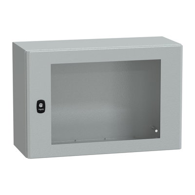 "Wall mounted steel enclosure, PanelSeT S3D, transparent door, without mounting plate, 400x600x250mm, IP66, IK08"